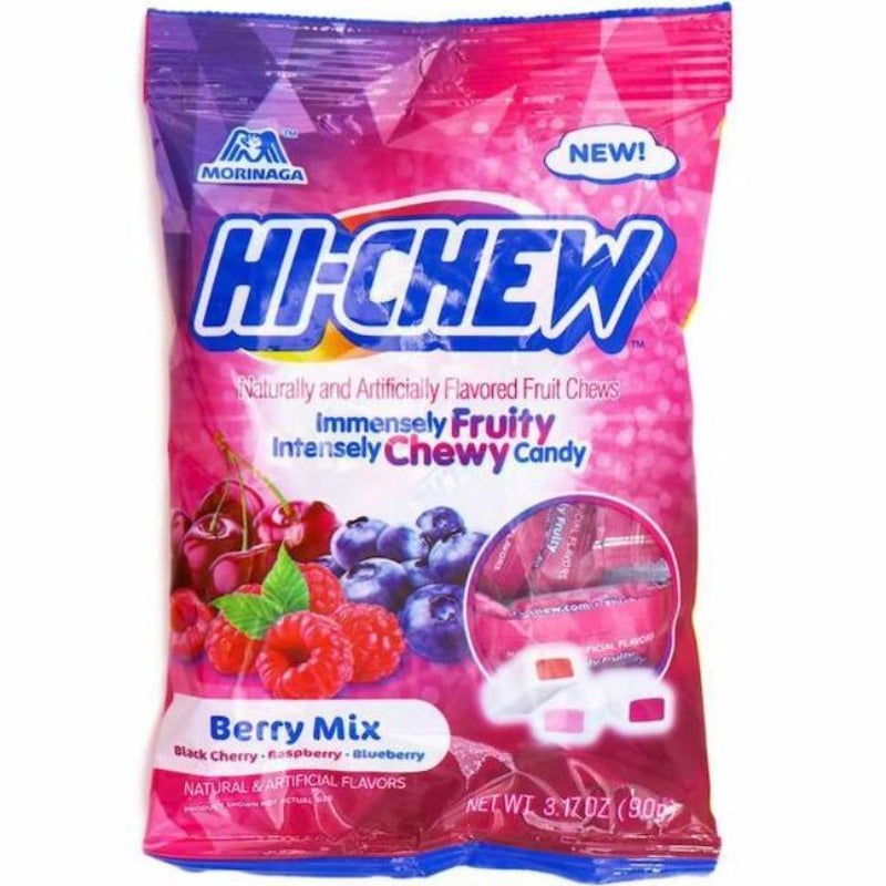 Morinaga Hi Chew Berry Mix Bag with Black Cherry, Blueberry and Raspberry, 3.17 oz