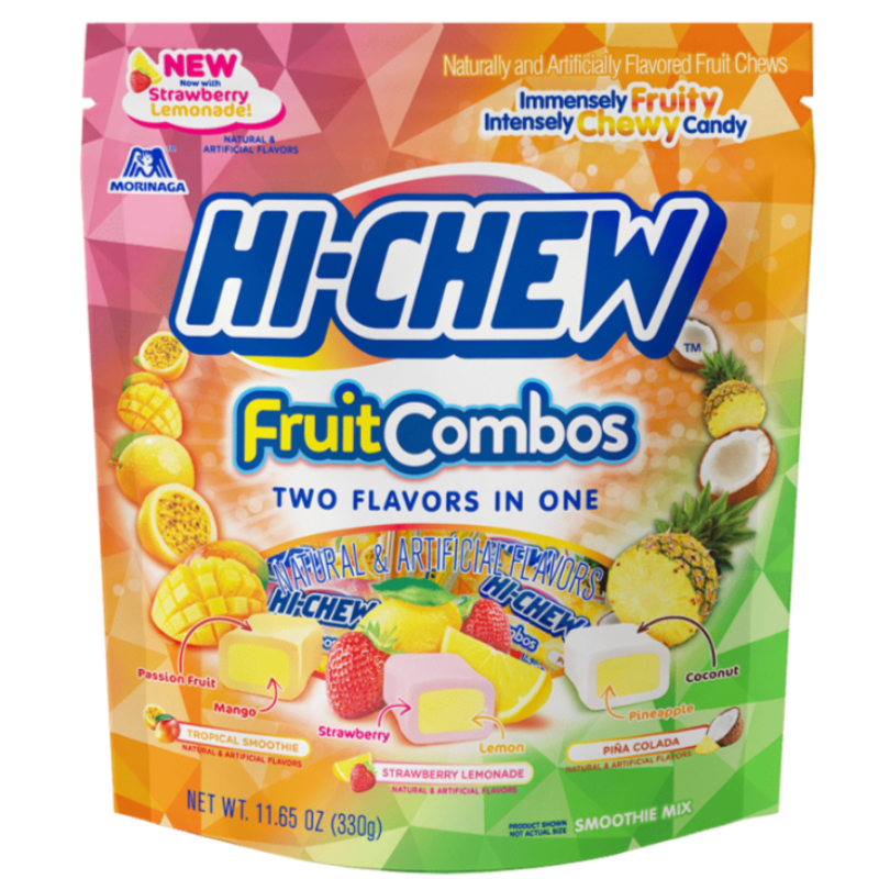 Morinaga Hi-Chew Fruit Combos Chewy Candy Mix Stand Up Pouch with Strawberry Lemonade, 11.65 oz