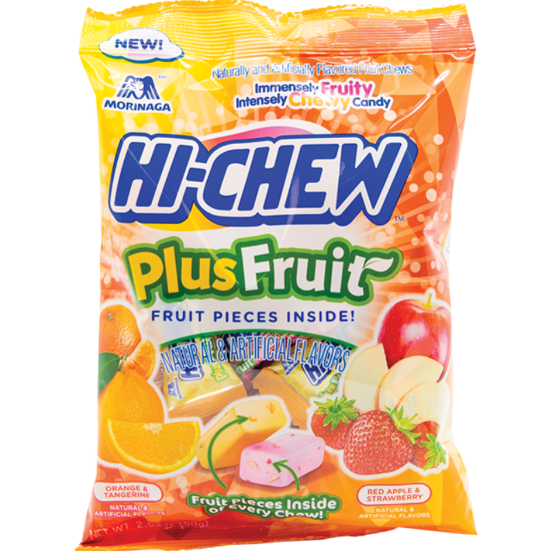 Morinaga Japan Hi Chew Plus Fruit Sunrise Mix Chewy Candy, Red Apple Strawberry and Orange Tangerine