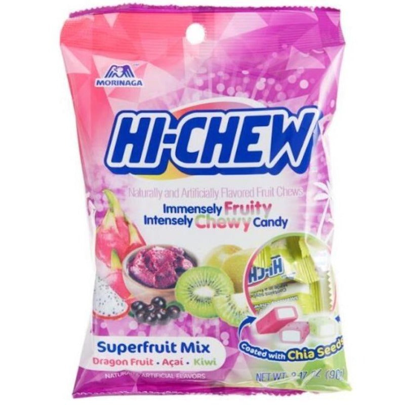 Hi Chew Superfruit Mix Bag Chewy Candy Dragon Fruit, Acai, Kiwi Flavors, 3.17 oz