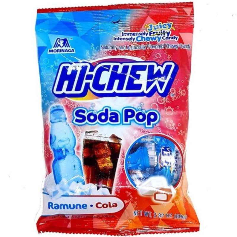 Morinaga Hi Chew Soda Pop Bag Chewy Candy Cola, Ramune Soda Flavors 2.82 oz