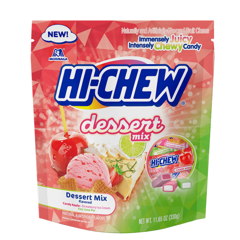 Morinaga Hi-Chew Dessert Chewy Candy Mix Stand Up Pouch with Strawberry Ice Cream, Candy Apple and Key Lime Pie