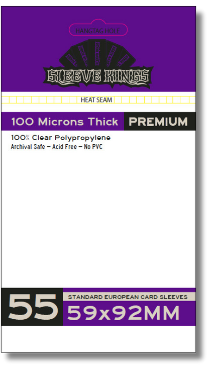 Premium Standard European Card Sleeves (59x92mm) 55 Pack, 100 Micron, SKS-9904
